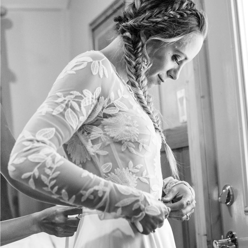 Rue De Seine White Floral Lace Wedding Dress